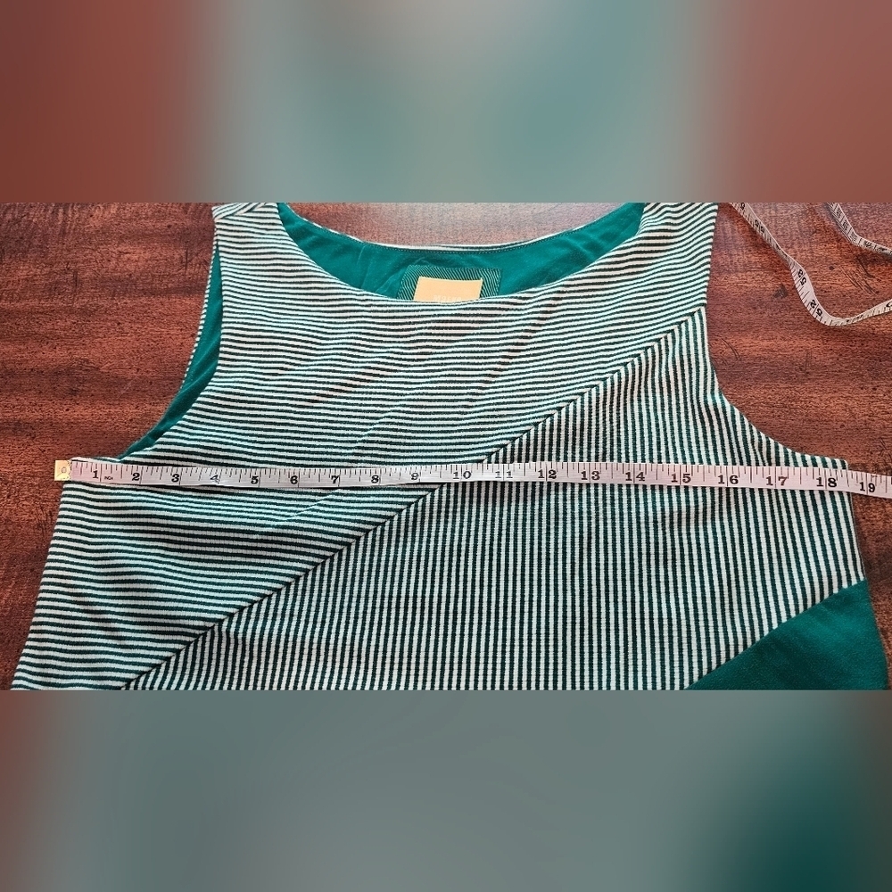 Anthropologie Maeve Cameron Striped Asymmetrical Green Striped Dress Large NEW - Picture 9 of 10